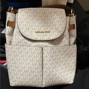 Like new Michael Kors backpack purse white brown grey